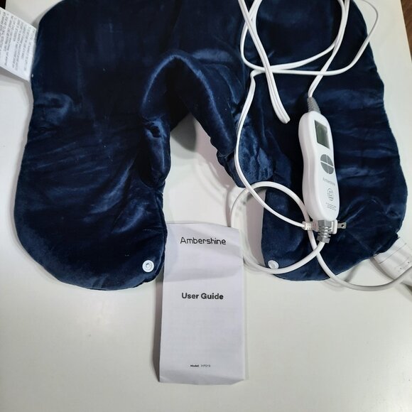 Ambershine Weighted Neck Shoulder Heating Pad Wrap Electric Plush Navy - Picture 5 of 6